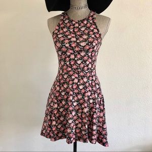 Rose patterned dress.